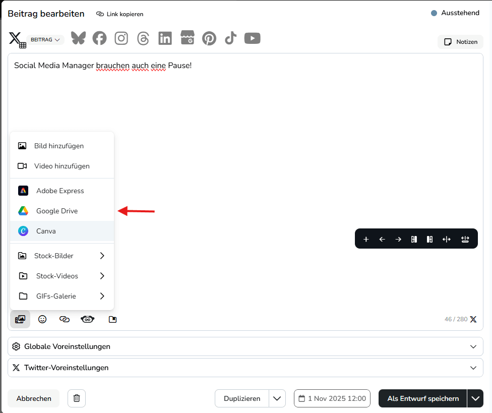 metricool integrationen