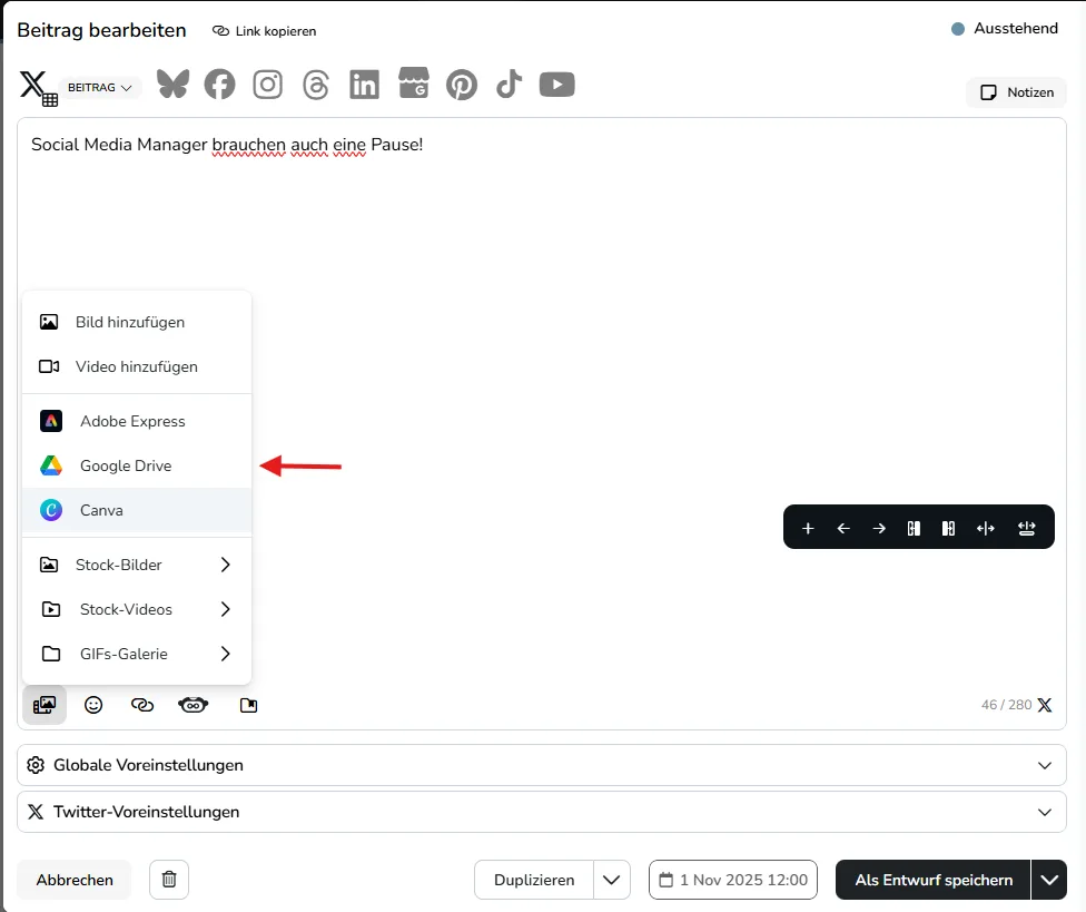 metricool integrationen