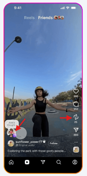 instagram repost bubble