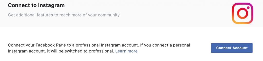 connect to Instagram with Facebook 