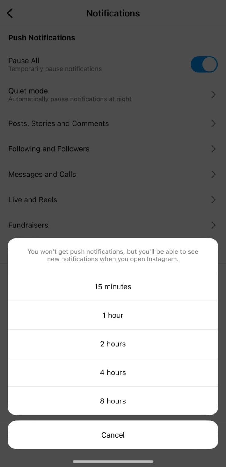 Quiet Mode Instagram