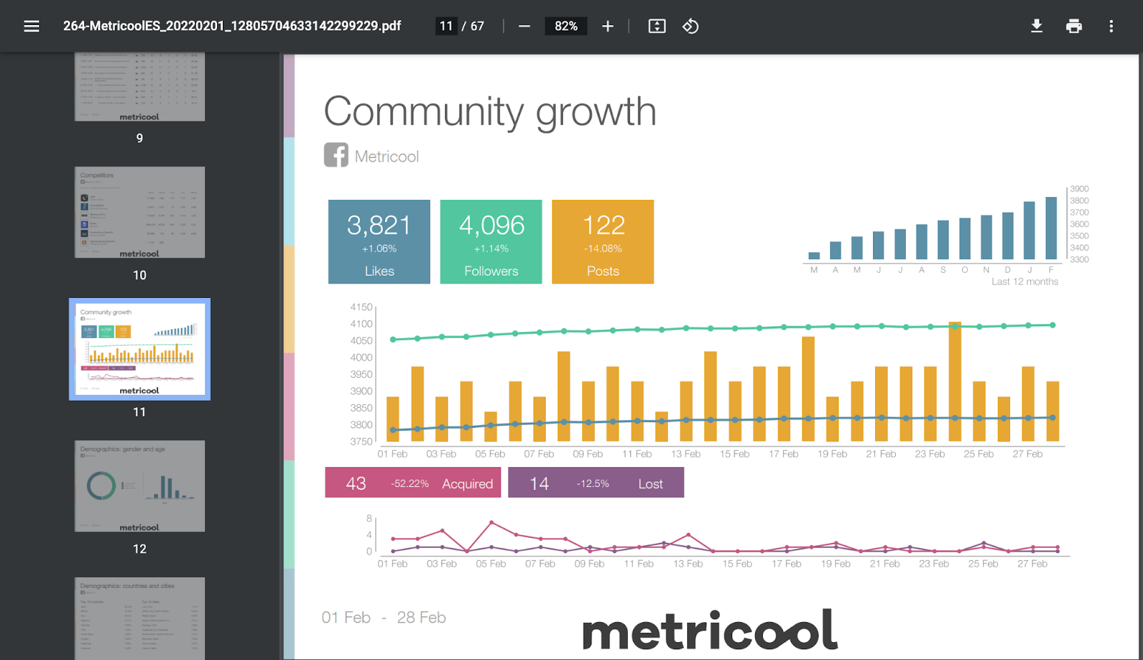 Custom Facebook social media report with Metricool