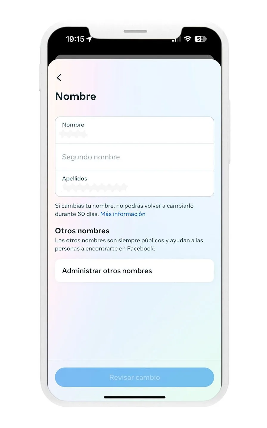 cómo cambiar el nombre de facebook