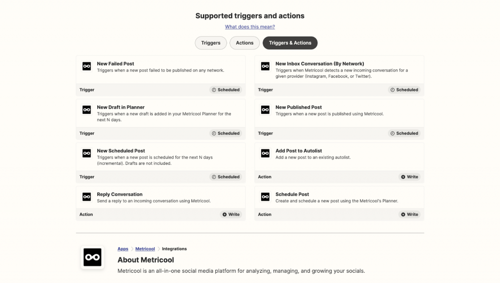 zapier avec metricool