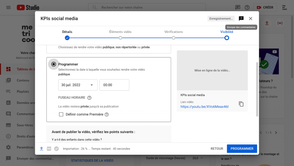Comment programmer une vidéo sur YouTube