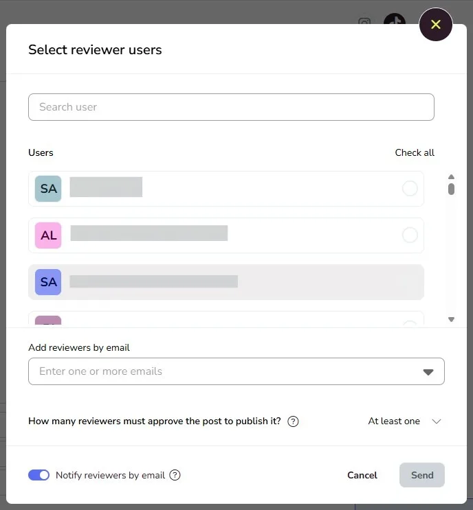 select review users in approval tool
