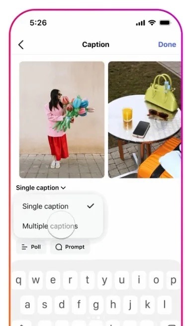 légendes multiples carrousel Instagram