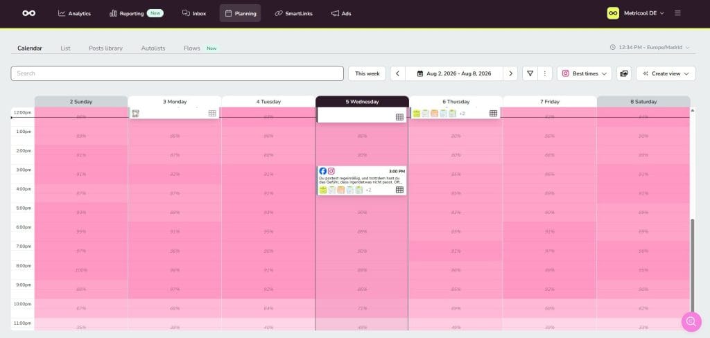 create instagram post with ai - metricool best posting times
