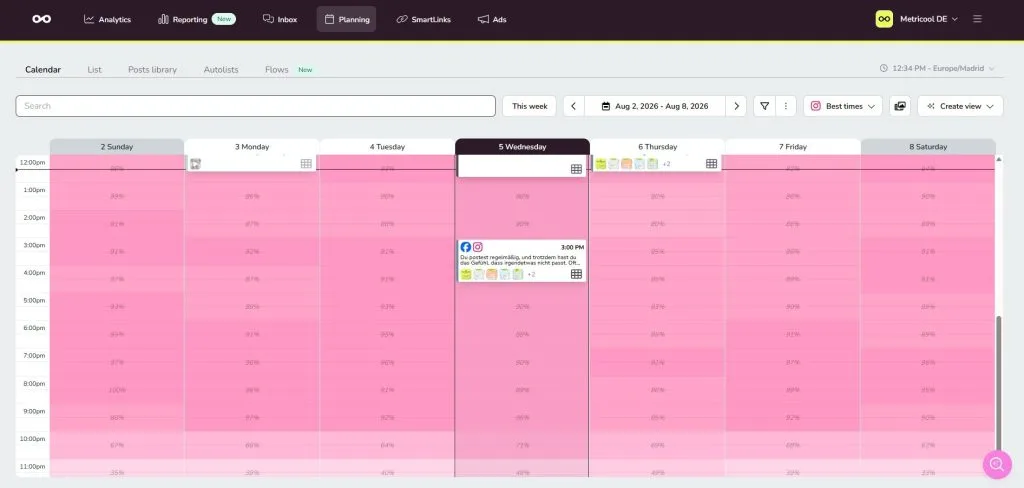 create instagram post with ai - metricool best posting times