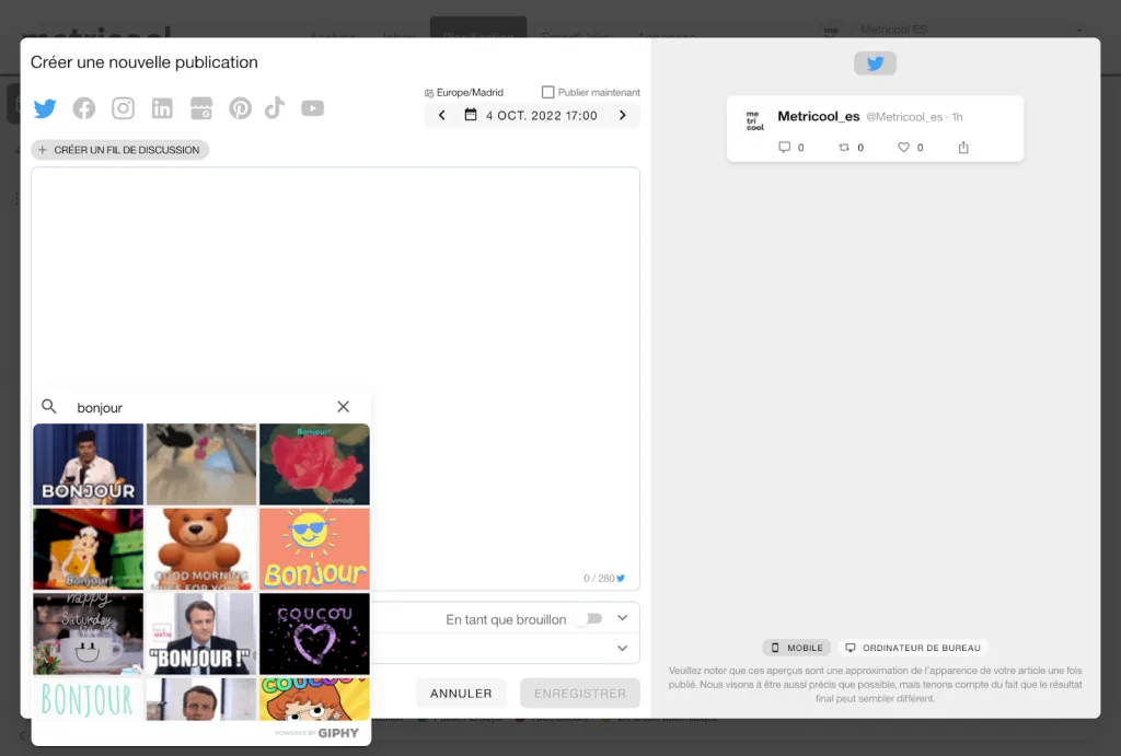 gifs réseaux sociaux avec metricool