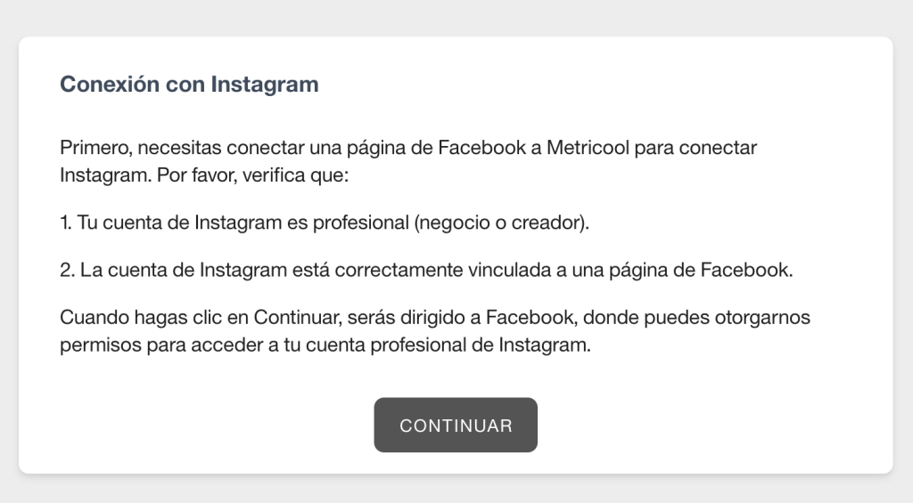 conectar instagram con Metricool