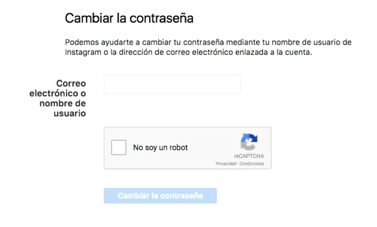 Recuperar cuenta Instagram