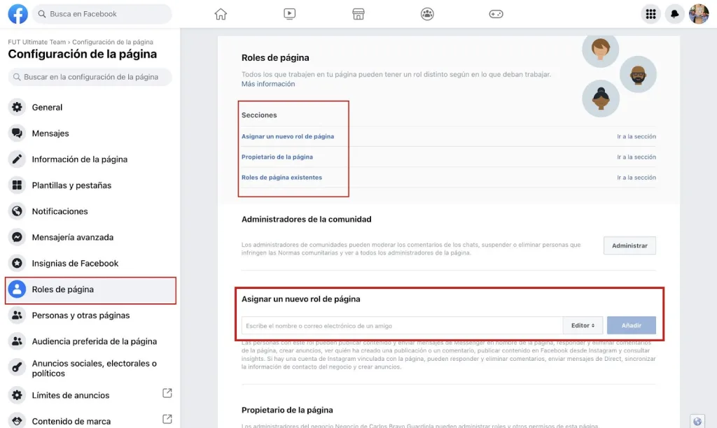 cómo añadir administradores página facebook