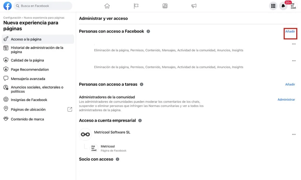añadir administradores página facebook