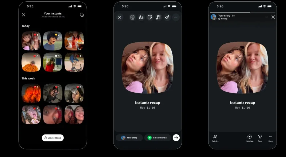 instagram instants recap to stories