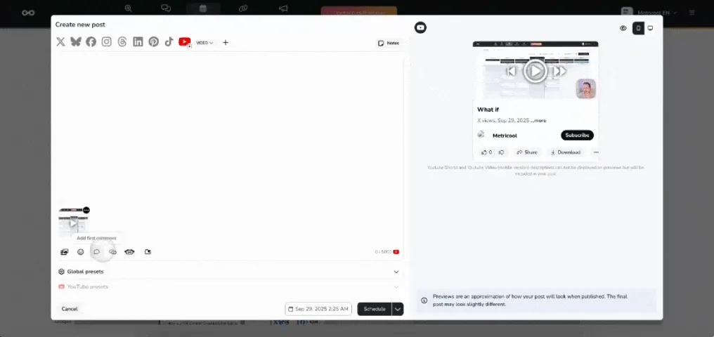 novedades de Metricool -Añade un Vídeo de YouTube a una Playlist desde Metricool
