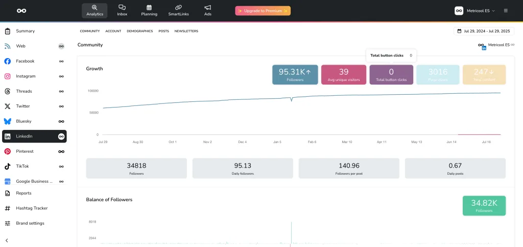 novedades de Metricool - Nuevas Métricas Profesionales en LinkedIn