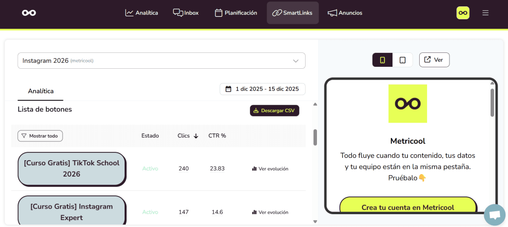 novedades de Metricool