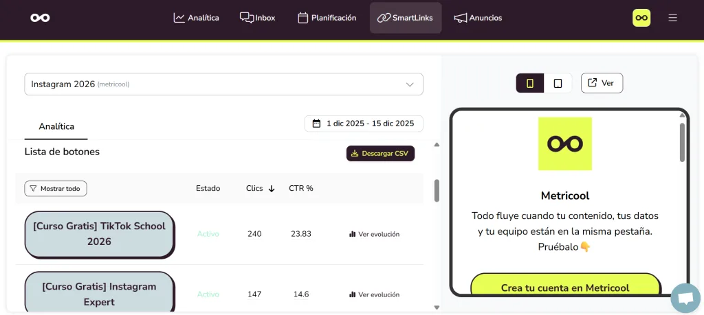 novedades de Metricool