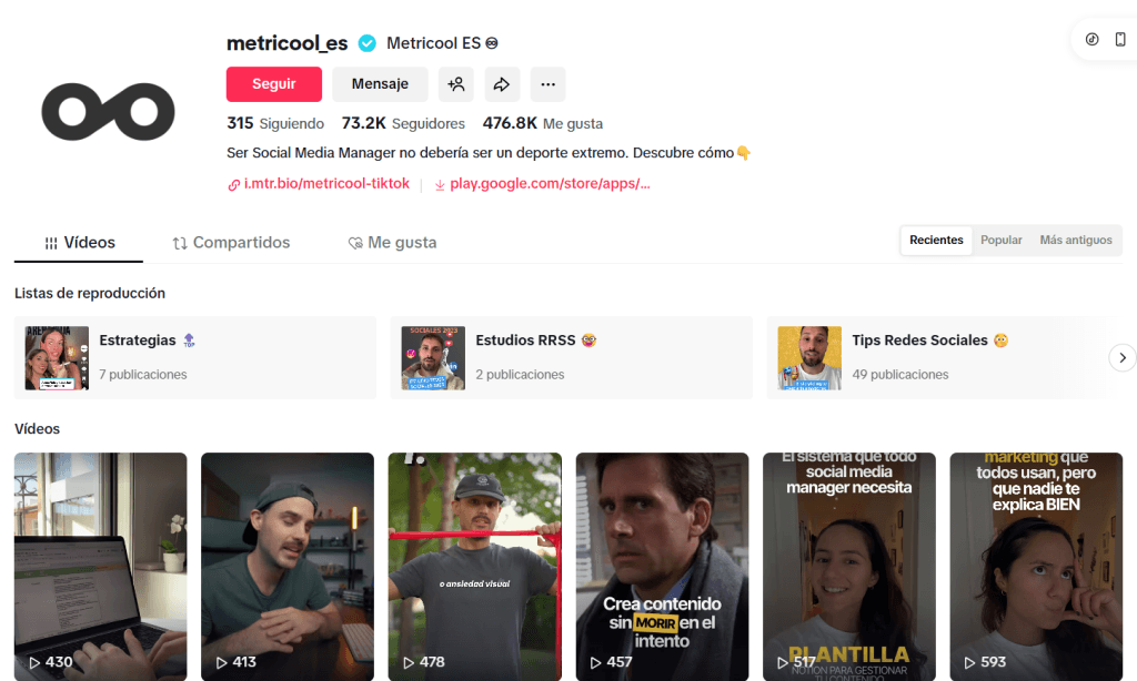 perfil en redes sociales
