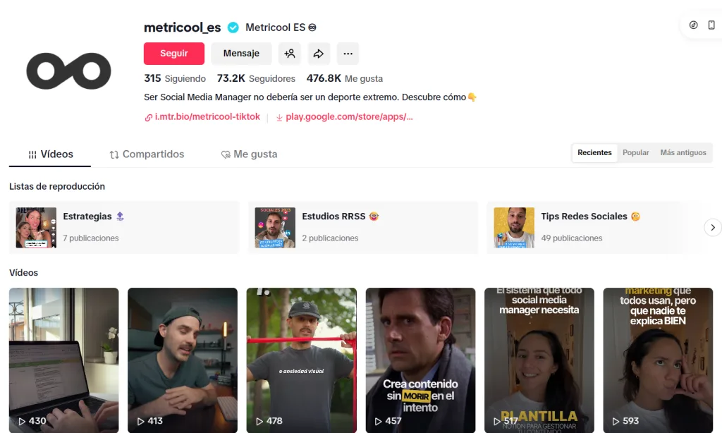 perfil en redes sociales