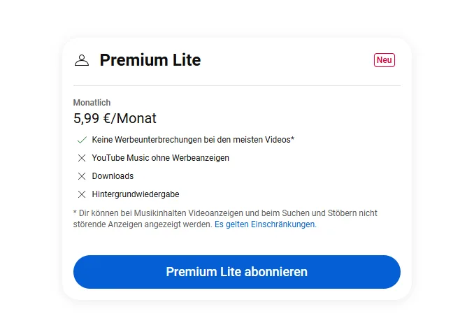 youtube premium lite