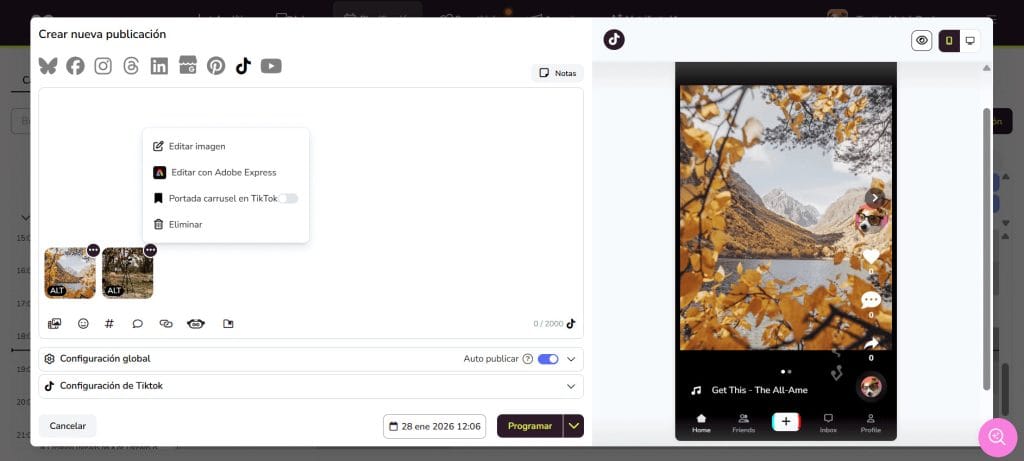cómo poner fotos en tiktok