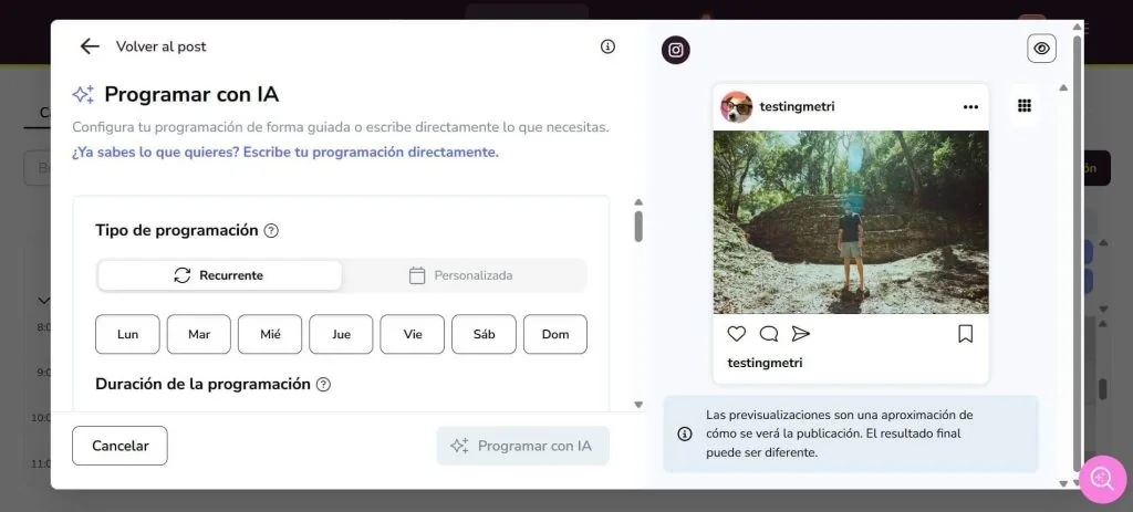 Novedades Metricool: programar con IA