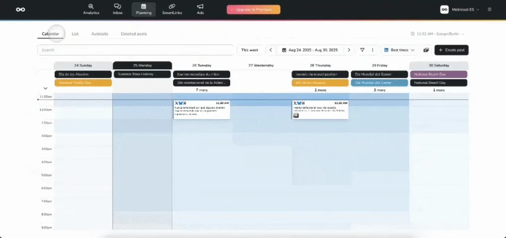novedades de Metricool - recuperar publicaciones borradas