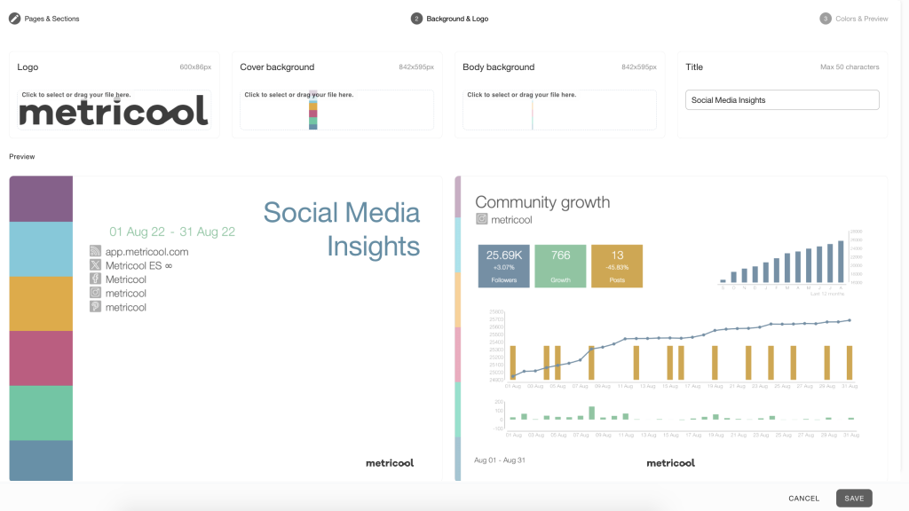 Customize reports Metricool