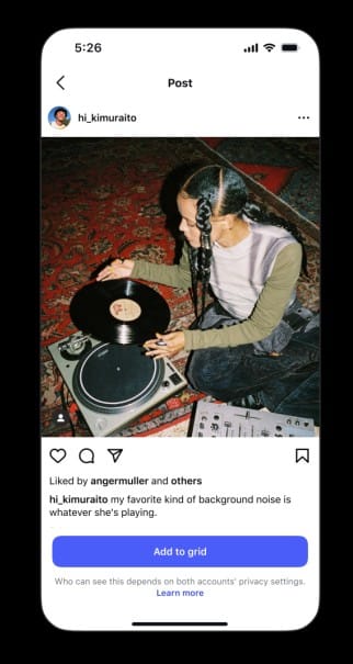tagged photo to profile grid