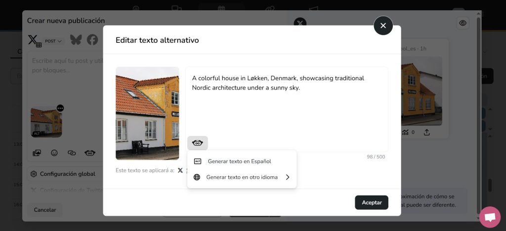 texto alt metricool