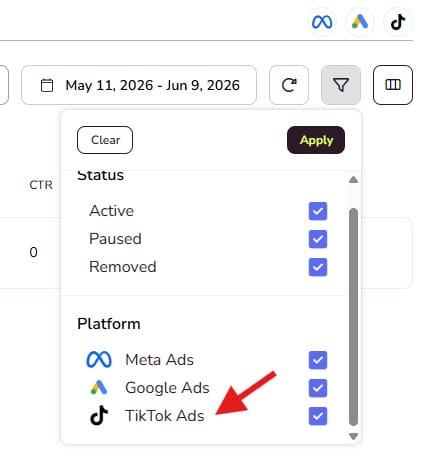 tiktok ads in metricool