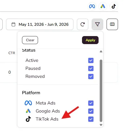tiktok ads in metricool
