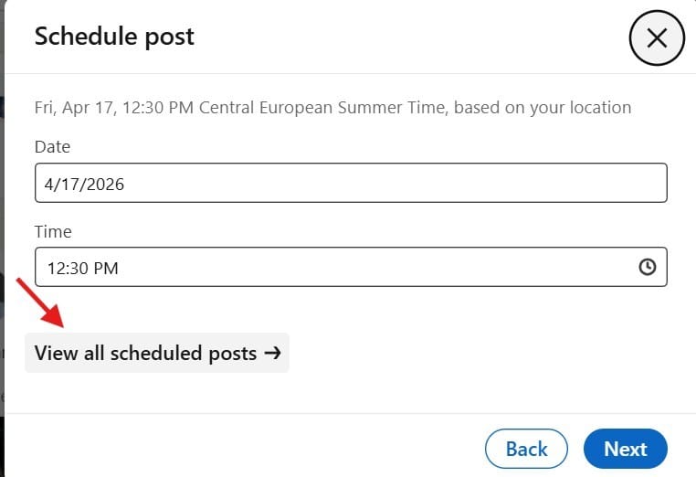 view scheduled linkedin posts